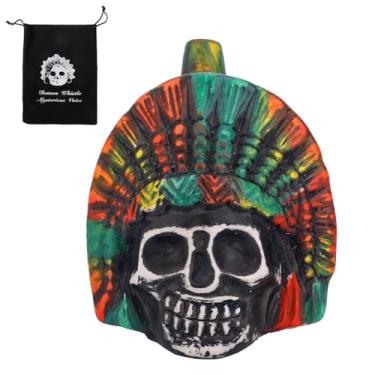 Imagem de Apito asteca Chieftain, apito da morte asteca real de cerâmica com uma bolsa de pano para coleções de autodefesa, presentes exclusivos