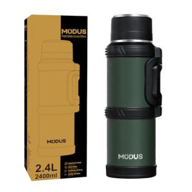 Imagem de Garrafa Térmica De Aço Inoxidável Grande Capacidade 2,4l Quente Frio Inox Isolada (Verde)