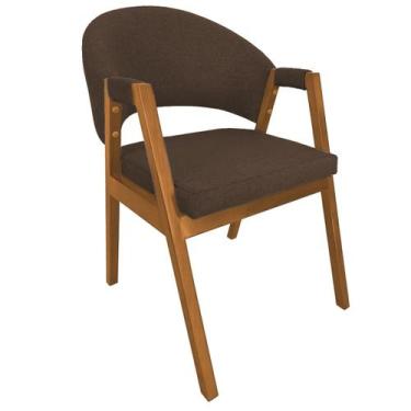 Imagem de Cadeira de Jantar Hellen Base em Madeira Cerejeira Linho - Ultrasoft, 