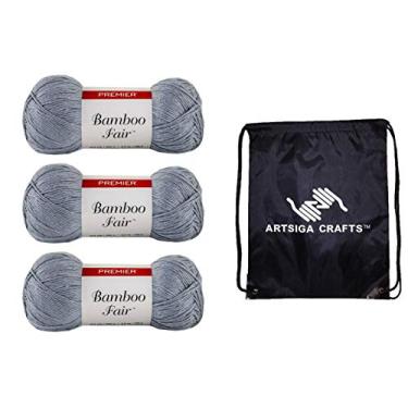 Imagem de Premier Yarns Bamboo Fair Dove 1077-05 (3 novelos - mesmo lote de corante) DK Light Worsted #3 Rayon de fio de bambu para crochê e tricô com bolsa de projeto