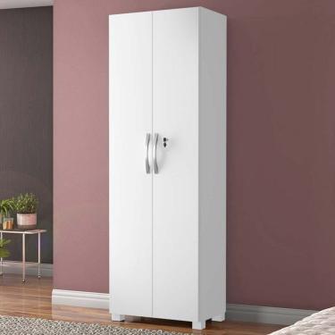 Imagem de Armário Multiuso 2 Portas 4 Prateleiras Leini Branco - Pnr Móveis