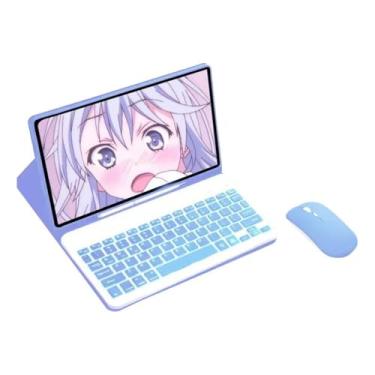 Imagem de Capa Para Samsung Tab S8 Ultra 14.6 Polegadas Com Teclado Removível+Mouse (Lavender Roxo, teclado retroiluminado)