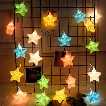 Imagem de Cordão Iluminado Estrelas Luz Colorida 10 Leds Natal Decoração