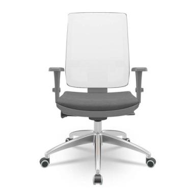 Imagem de Cadeira Brizza Diretor Grafite Tela Branca com Assento Poliester Cinza