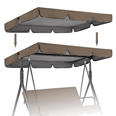 Imagem de Cobertura De Dossel De Balanço Substituição Impermeável Resistente A Uv Dossel Ao Ar Livre Para Cadeira De Balanço De Pátio De 2 & 3 Lugares Capa Superior De Rede De Ja, Coffee, 195 * 125 * 15cm