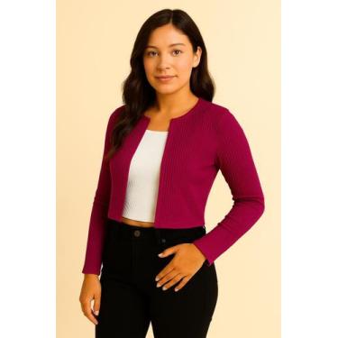 Imagem de Casaquinho Curto Feminino Manga longa blazer - Nagab, Bordô, G