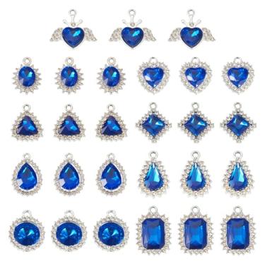 Imagem de Spritewelry Pingentes de pedra do mês de nascimento de vidro redondo pingente de gota coração folha strass pingente dourado vintage cristal facetado pingente gota de água para fazer joias pulseira