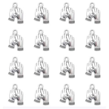 Imagem de Ruwado 50 peças de luvas, pingentes de metal, 1,9 x 1,3 cm, lindos pingentes vintage para mulheres, faça você mesmo, joias, colar, pulseira, brinco, chaveiro, suprimentos (prata antiga)