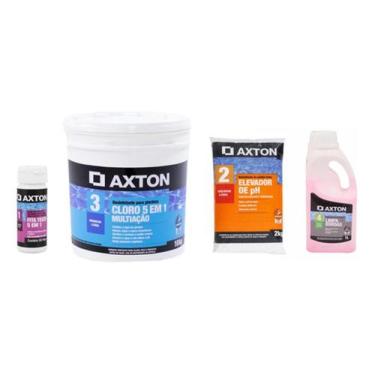 Imagem de Kit Tratamento Piscina Cloro, Fita, Elevador Ph, Limpa Borda - Axton