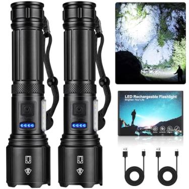Imagem de Lanternas de LED recarregáveis de alto lúmens, lanterna super brilhante de 99.000 lúmens, 7 modos com luz de trabalho COB, luz de flash potente para caminhadas de emergência ao ar livre, acampamento