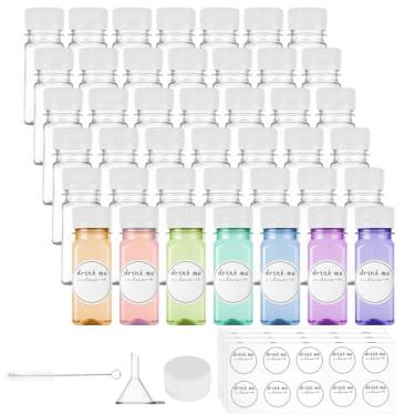 Imagem de YOUNTHYE 100 garrafas de suco de plástico com tampas, garrafas de dose de 60 g para sucos, doses de gengibre, reutilizáveis, pequenas, com tampas, garrafa de plástico transparente para doses de