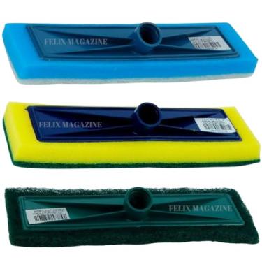 Imagem de Kit 03 Esponjas Buchas Esfregões para Rodo Tradicional Azulejo, Abrasiva Limpeza Pesada, Limpa Vidros, Felix Magazine (Kit c/ 03 Diferentes: Azulejo, Vidro e Abrasiva)