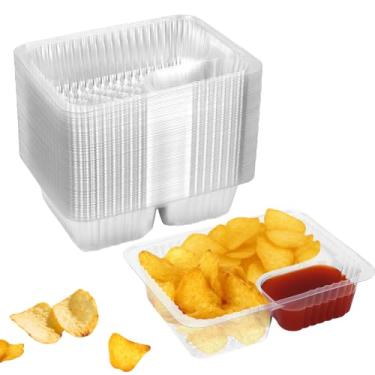 Imagem de zandfelo 100 bandejas de plástico para nachos de 340 g, 15 x 12 cm, bandeja pequena descartável para molho de nachos e queijo, recipientes transparentes de nacho para batatas fritas, 2 bandejas de