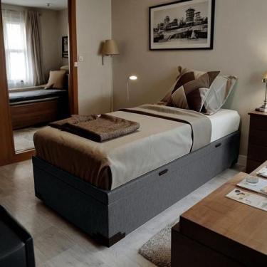 Imagem de Base para Cama Box Solteiro Lior com Baú Linho (47x88x188 cm) Grafite 