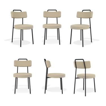 Imagem de Conjunto com 6 Cadeiras de Escritório Ster Linho Gengibre - Belliv Dec