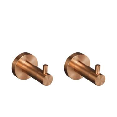 Imagem de Suporte de toalha de parede em aço inoxidável dourado escovado, gancho para roupão de banho, saboneteira, lava-louças, conjunto de banheiro (2 ganchos para roupão)