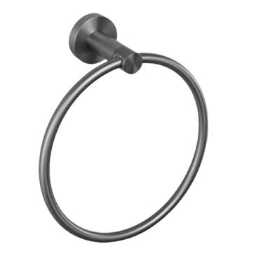 Imagem de Prateleira de parede cinza para banheiro, acessórios para banheiro, suporte para papel toalha, barra de toalha, suporte para roupão, gancho para cabide, acessórios para banheiro (anel para toalha