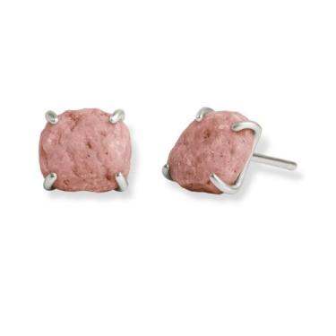 Imagem de Brinco Tarraxa Jaspe Rosa - Cristal Natural, Prata 925