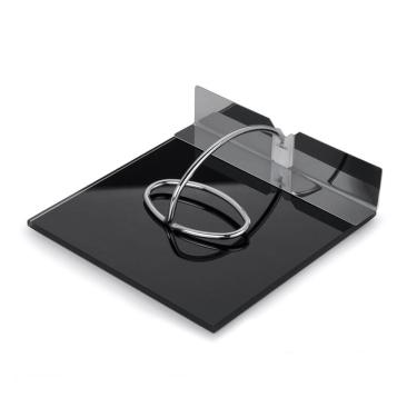 Imagem de Porta Guardanapos de Mesa Slim Vidro Preto e Aço Inox 18cm
