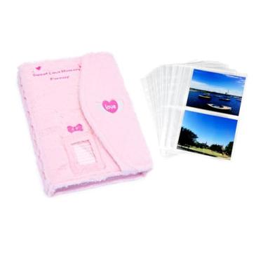 Imagem de NatSumeBasics Fichário de pelúcia A5 Kpop Budget Binder e 20 PP, 2 bolsos, protetores de cartão Frost para álbuns de fotos (12,7 x 9 cm, 2 bolsos)