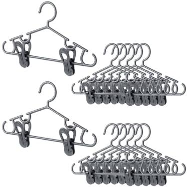 Imagem de Hsei Cabides de berçário com clipes para calças de bebê 10/20/40 cabide de plástico recém-nascido com clipe 20/40/80 para armário, roupas infantis, casacos, saias e meias (cinza, pacote com 30)
