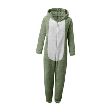 Imagem de kowaku Pijama feminino macacão versátil com capuz para cosplay de Halloween em ambientes internos, Green L
