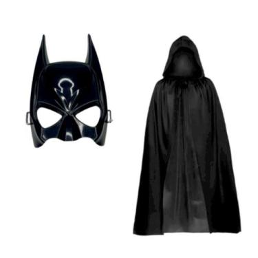 Imagem de Kit Morcego Herói Capa e Mascara Fantasia Halloween Carnaval Tamanho Ú