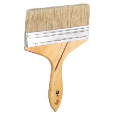 Imagem de HARFINGTON Pincéis de pintura pequenos de 15 cm, pincéis de cerdas naturais com cabo de madeira e orifício para pintura de arte faça você mesmo, móveis, cercas de armário, deck, parede, porta, porta