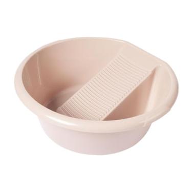 Imagem de ＫＬＫＣＭＳ Lavatório para lavar roupas à mão, tanque doméstico com lavatório integrado para camisetas, roupas íntimas, calças e meias, Rosa