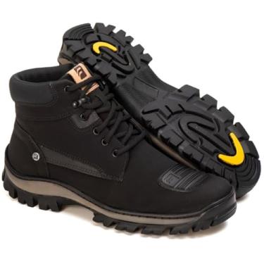 Imagem de Coturno Masculino com Cadarço Bota Confortável Resistente Estilo e Motoqueiro Aventura Casual (Preto, BR, Adulto, Numérico, 37)