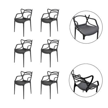 Imagem de Kit Com 6 Unidades Cadeiras Allegra Moderna Sem Montagem preto