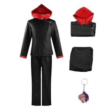 Imagem de Yuuji Itadori Fantasia masculina cosplay fantasia de anime preto uniforme escolar tops calças roupas (preto, -GG)