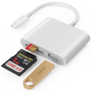 Imagem de SZHAIYIJIN Leitor de cartão SD, USB 3.0 tipo C de alta velocidade para adaptador de cartão SD/TF para iPhone 15/16 Pro Max com porta SD MicroSD USB 3 para Mac/iPad/MacBook Pro/Air Android Phone Tablet