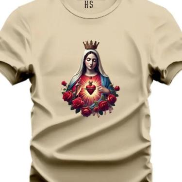 Imagem de Camiseta Estampada Nossa Senhora Aparecida Do P ao Pluz - Hs, Bege, G3