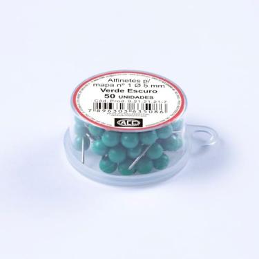 Imagem de ACC - Alfinete Mapa 1 Caixa Plástico 50 unidades Aço Cabplast Verde Escuro