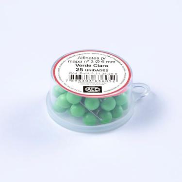 Imagem de ACC - Alfinete Mapa 3 Caixa Plástico 25 unidades Aço Cabplast Verde Claro