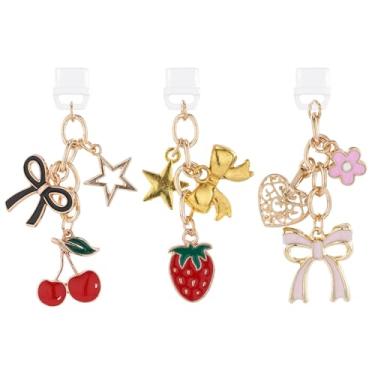 Imagem de TAKEALOOKO Pingentes de plugue de poeira para Kindle - 3 peças acessórios estéticos de coquete com laço de cereja, presente para amantes de livros, mulheres, mães amigas, serve para portas Lightning