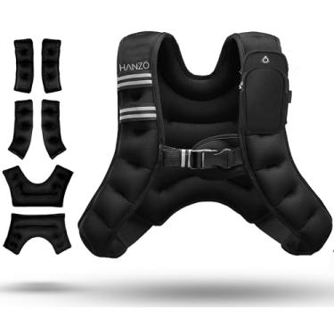 Imagem de HANZO - Colete de peso de corrida Adustable, colete ponderado de alta qualidade para corrida, exercícios, corrida, caminhada, treino, fácil lavagem (preto, 5,4 kg)