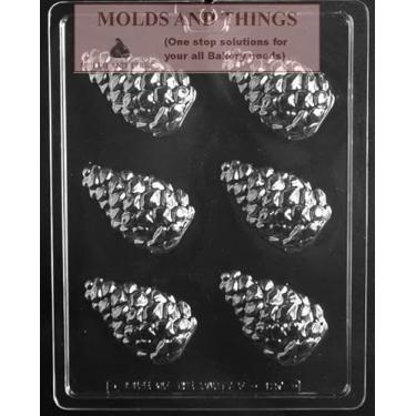 Imagem de Molde de chocolate de pinhas - molde de chocolate com pedras, folhas, bolotas, bolotas e folhas para molde de doces de guirlanda