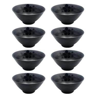 Imagem de Conjunto 8 Tigelas De Melamina Kanpai Premium Preta Bowl 300ml Orienta