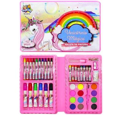 Imagem de Maleta de Artes Pintura Canetinhas Desenhos Unicórnio 42pçs - Toy King