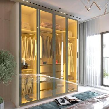 Imagem de Guarda-roupa Solteiro 4 Portas Reflecta com Pés e Led 100% Mdf Innova 