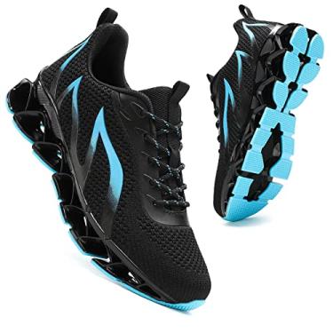 Imagem de Tênis de corrida masculino Blade Tennis Walking Casual Tênis confortável moderno antiderrapante para trabalho esportivo tênis esportivo, Preto, azul, 42
