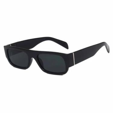 Imagem de Óculos de sol femininos, armação grande, vintage, retangular, óculos de sol para esportes ao ar livre, óculos punk (preto e cinza)