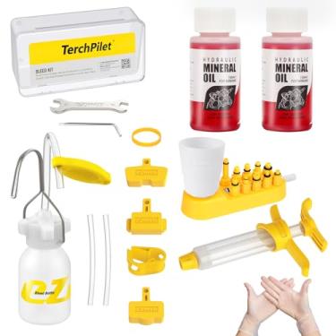 Imagem de TorchPilot Kit de sangramento de freio de bicicleta para Shimano, freios a disco hidráulicos TEKTRO, conjunto de sangramento de serviço de freios de bicicleta com óleo mineral de 120 ml para freio MTB