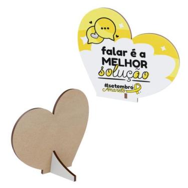 Imagem de Kit 20 Lembrancinhas MDF Coração Campanha Setembro Amarelo - Dk Decor,