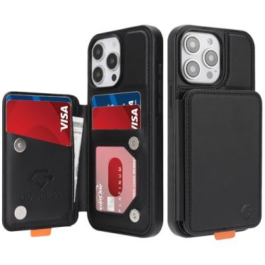 Imagem de GUERNICA Capa carteira para iPhone 13 Pro (6,1 polegadas) com suporte para cartão, bloqueio de RFID para mulheres e homens, capa de telefone à prova de choque para Apple 13 Pro, preta