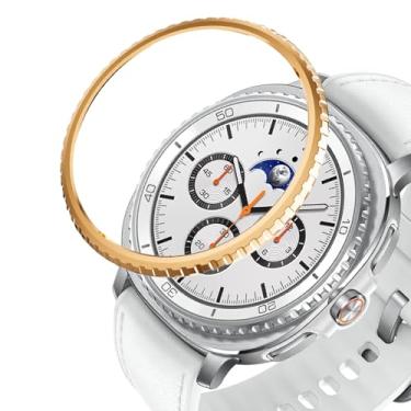 Imagem de DEALELE Capa de moldura compatível com Samsung Galaxy Watch 8 Classic (46 mm), moldura metálica de liga ultrafina anel de bisel capa adesiva antiarranhões acessório protetor (ouro rosa)