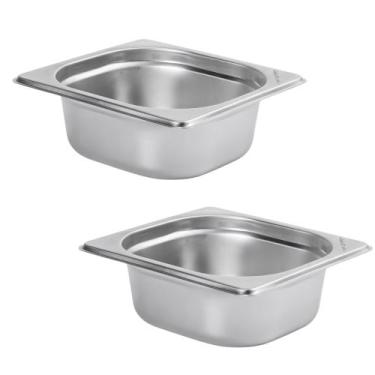Imagem de Kit Duas Cubas Gastronomica Padrão Gn 1/6 65mm Inox sem Alça Weck