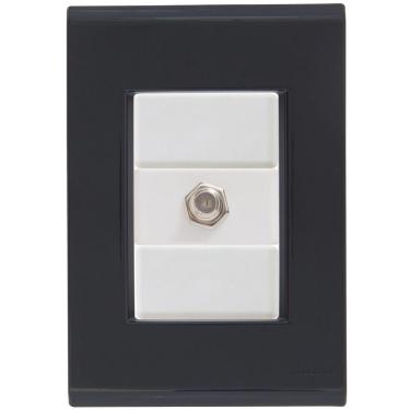 Imagem de Cj Tomada Conexão Tv Sat Coaxial Liz Grafite Tramontina Completo Pronto Tramontina